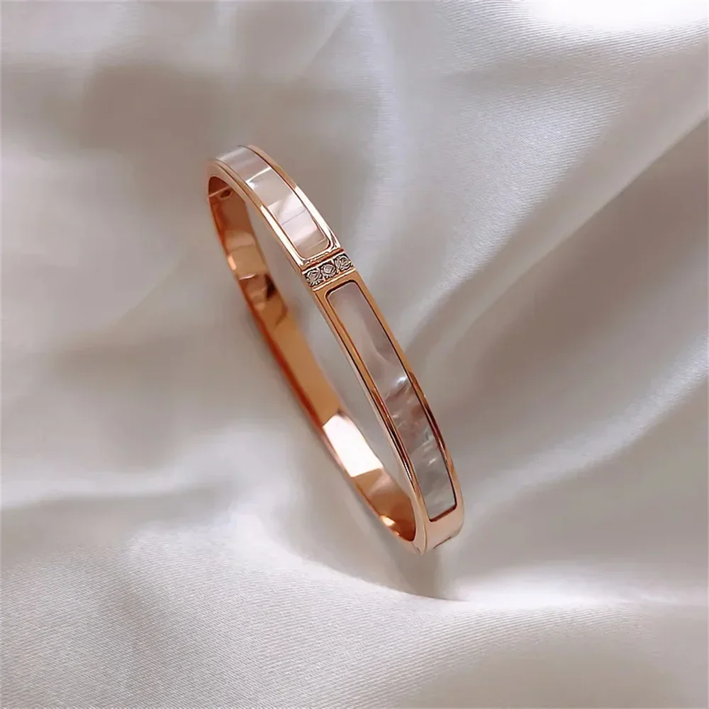 MOONBIFFY Женский браслет из нержавеющей стали с белой ракушкой