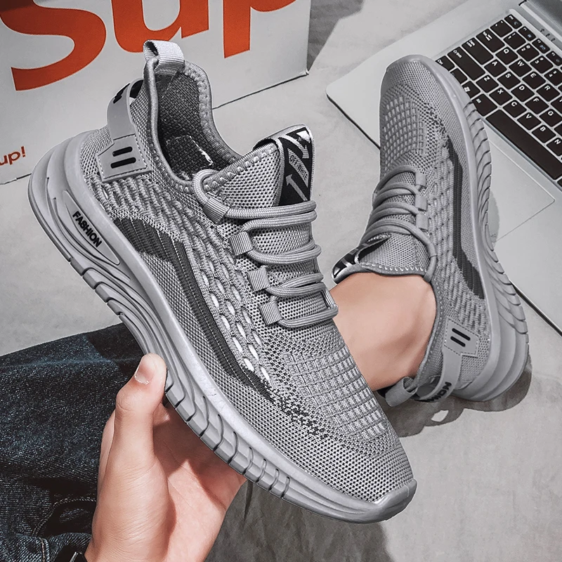 SALUDAS Men Sports Shoes Comfor Breathable Flying Knit Running Shoes Casual Sneakers Jogging Walking Tennis Shoes for Men