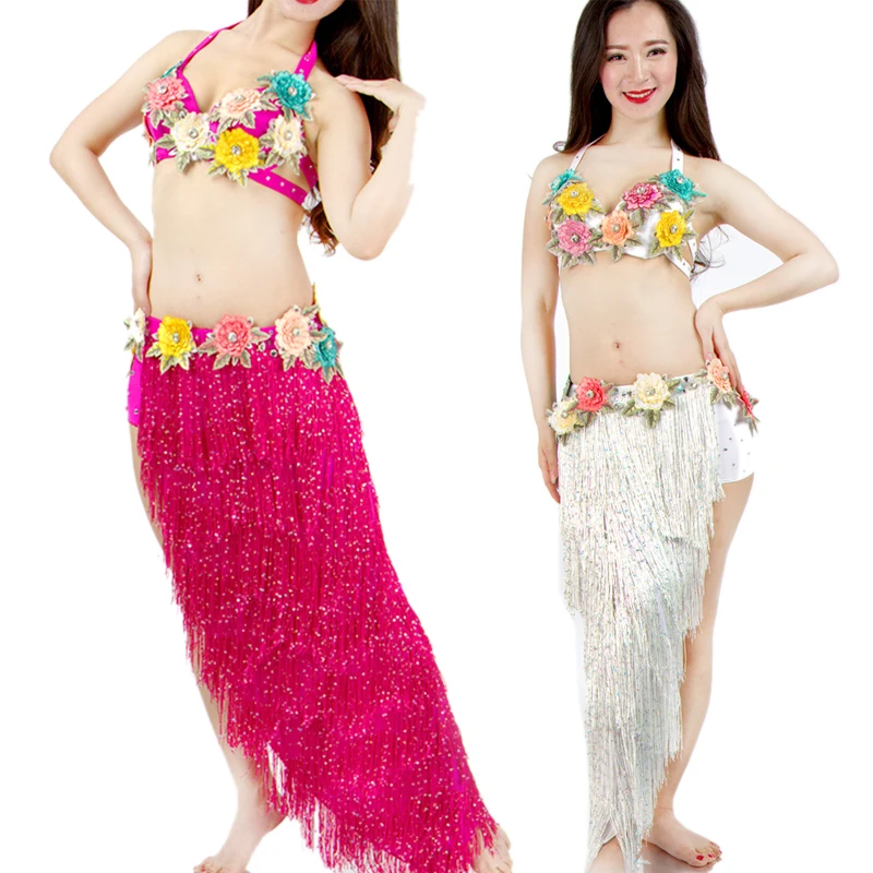 

Luxury Oriental Women Belly Dance Costume Outfit Set Bra Belt Carnival Bollywood 2 PCS