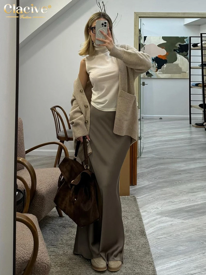 Женская атласная юбка Clacive