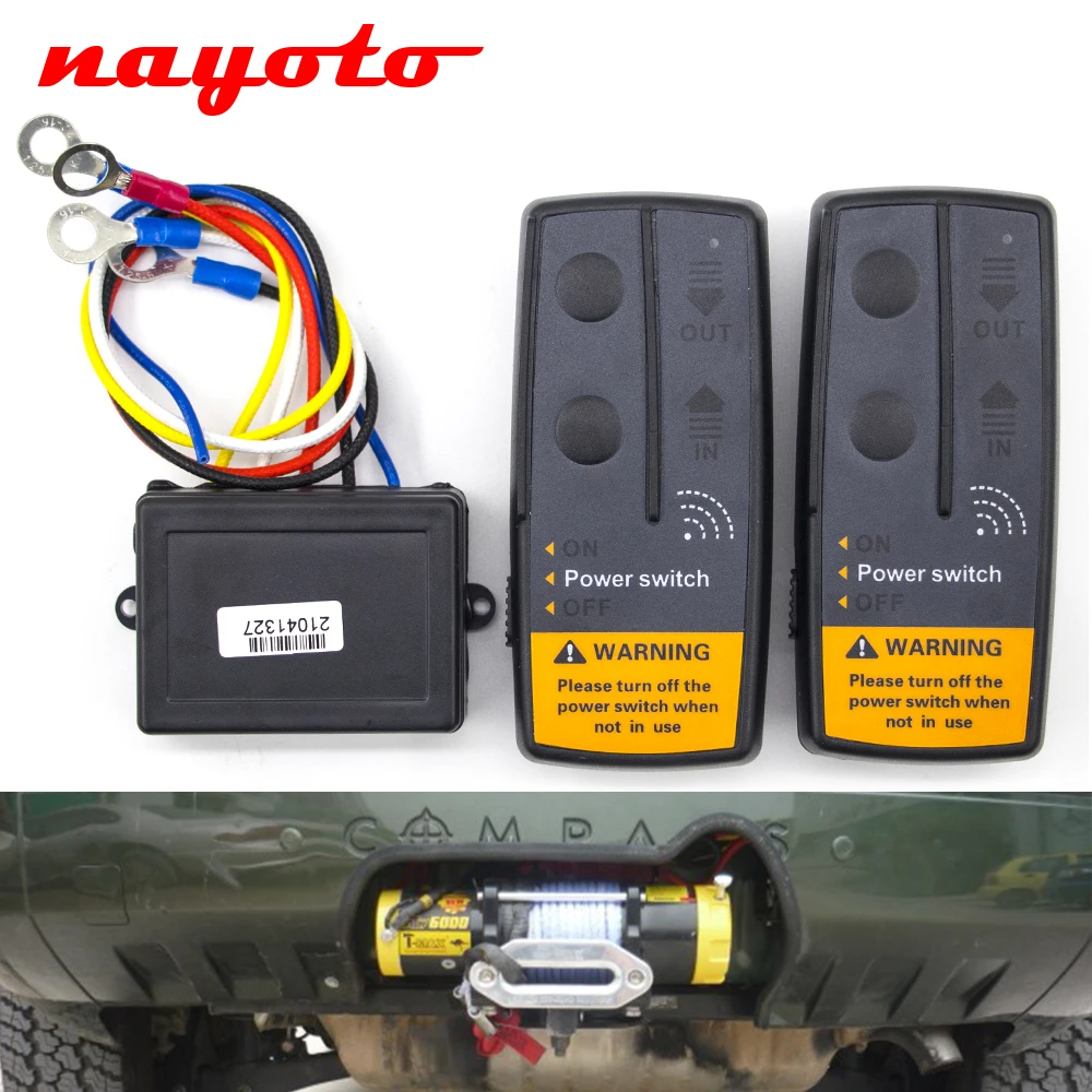 

2.4G 12V 24V 50M Digital Wireless Winches Remote Control Controller Recovery Kit For Jeep ATV SUV Vehicle Trailer 100ft