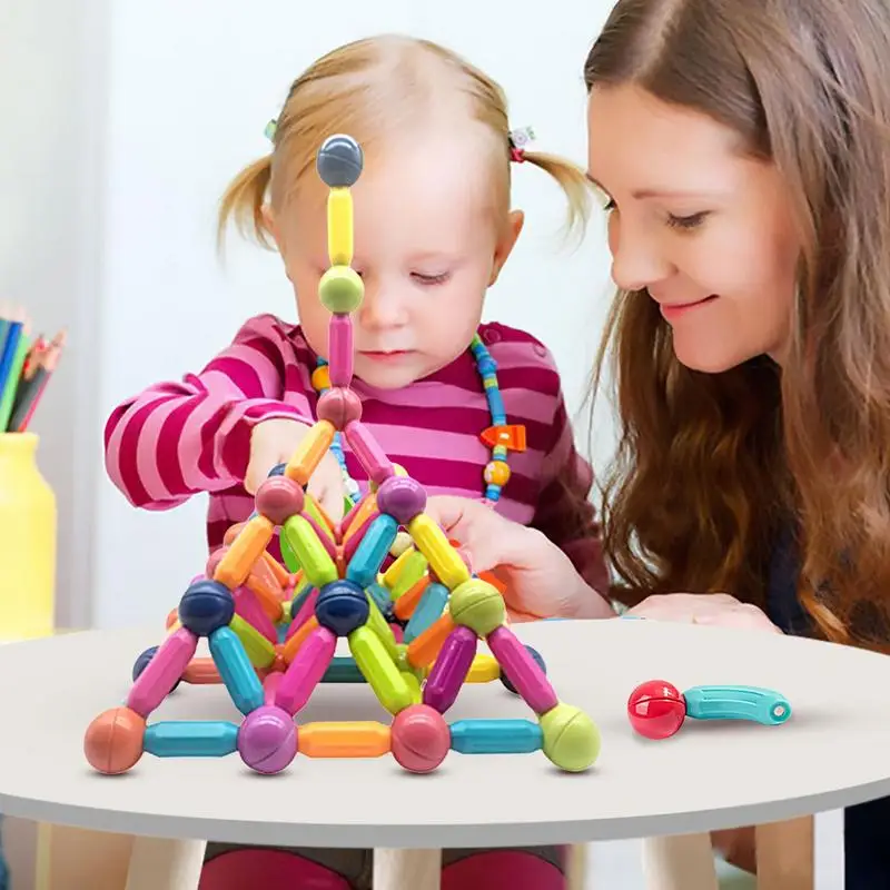 

Magnetic Building Balls And Rods Magnetic Building Set Rods STEM Stacking Toys Colorful Magnet Building Rods Toys For Holiday