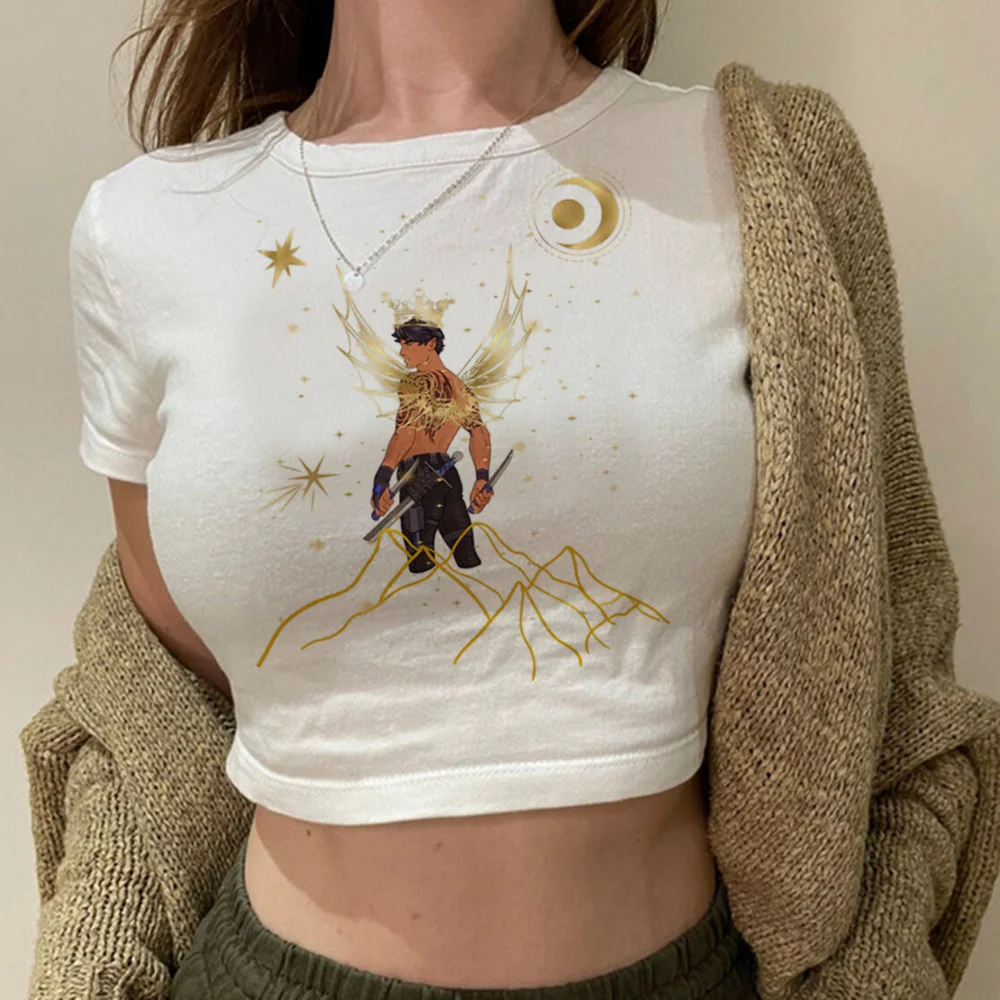 

Acotar Velaris trashy hippie gothic crop top Woman aesthetic cute streetwear 2000s t-shirts tee