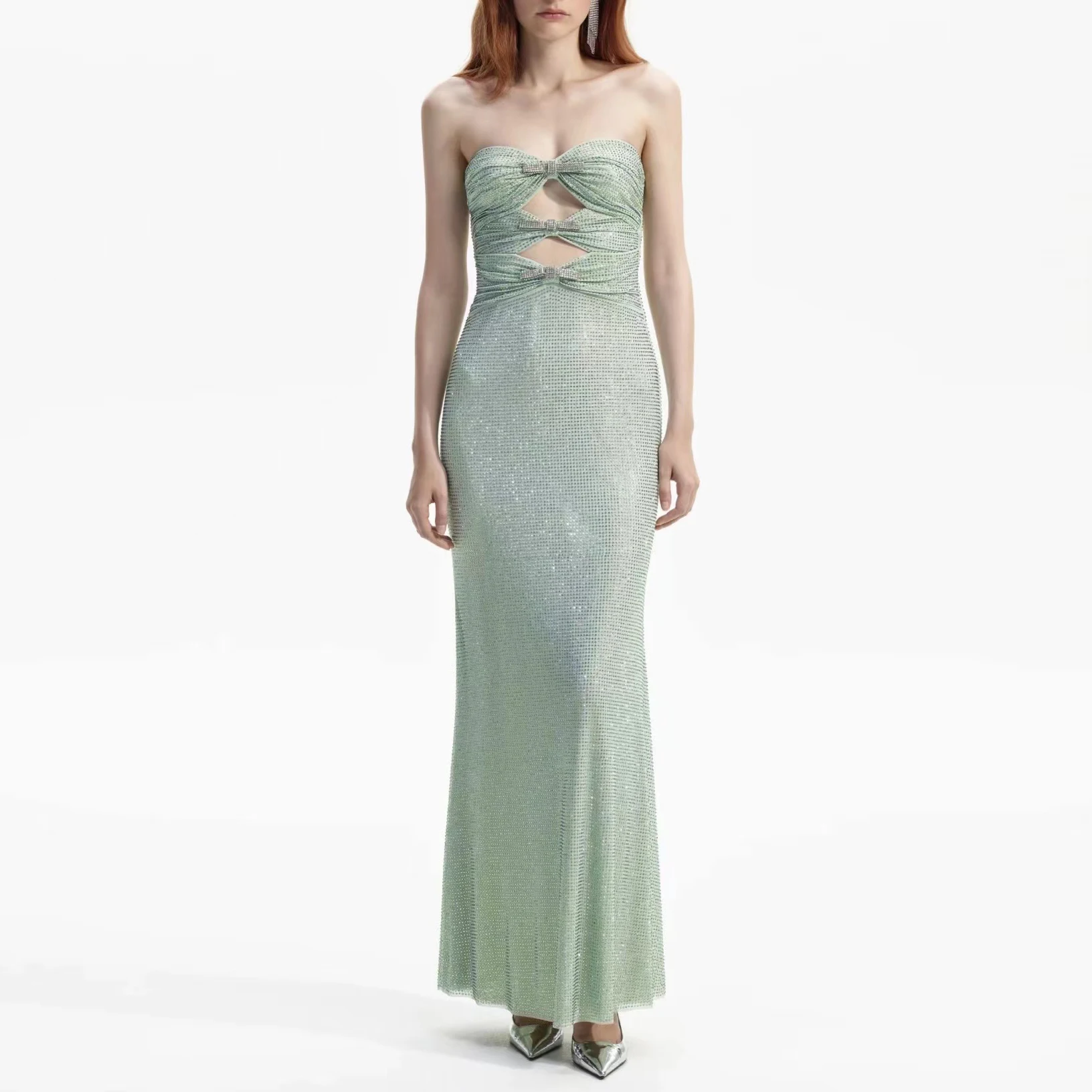 Женское платье-миди с высокой талией