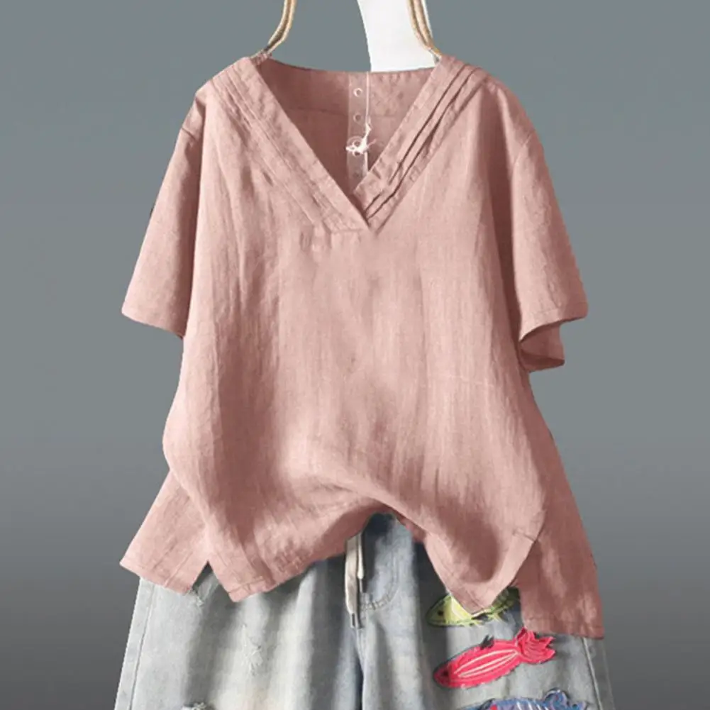 

Женская рубашка с V-образным вырезом и коротким рукавом