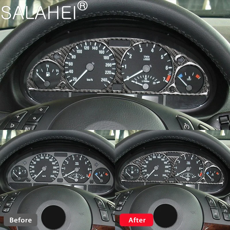 

1PC Carbon Fiber Car Interior Dashboard Display Screen Frames Decorative Stickers For BMW 3 Series E46 Auto Retrofit Accessories