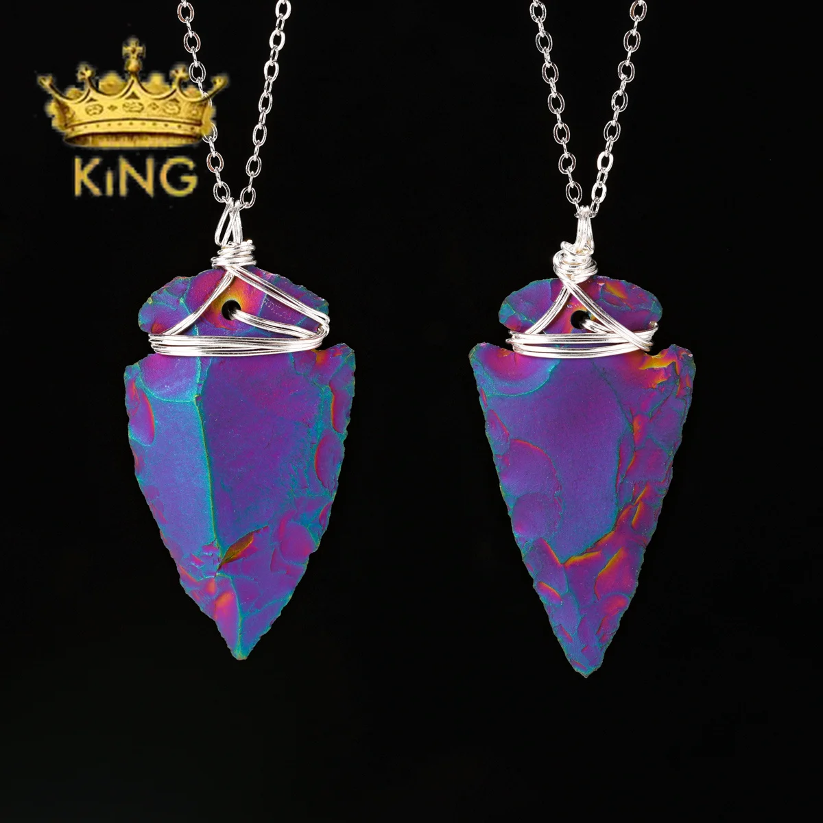 Ожерелье ручной работы с подвеской из натурального агата и титана