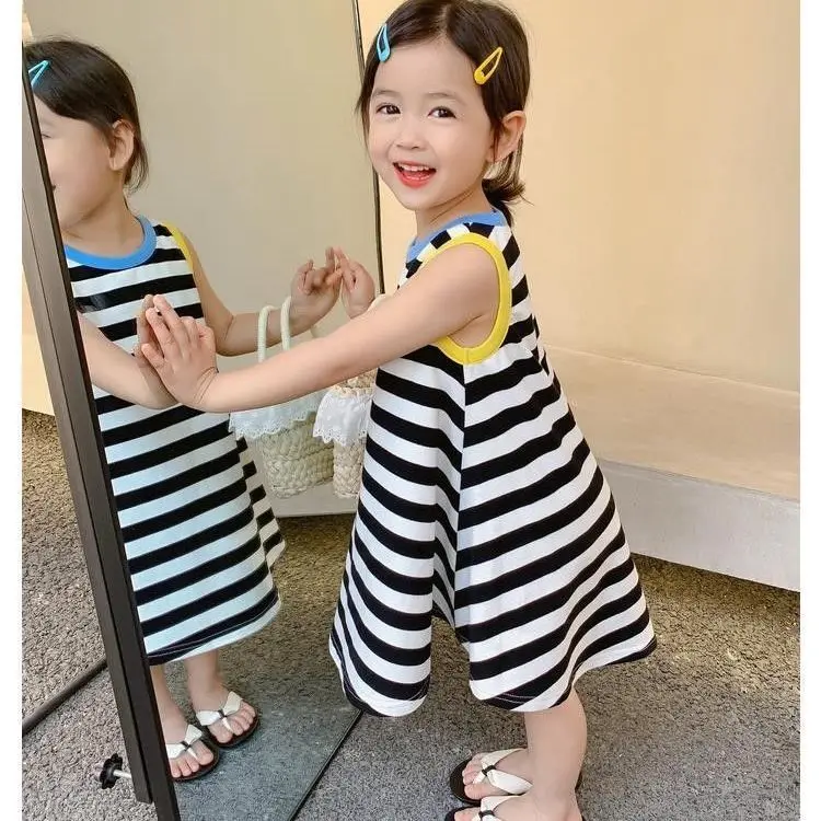 

Children's wear summer clothes girls' western style dress treasure vest children's striped skirt little child princess skirt