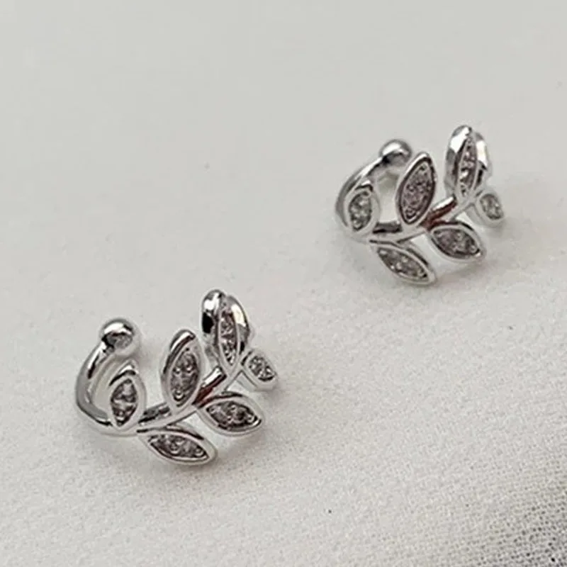 

Earclip Female Korean Edition Forest Series Diamond Setting Twig Sweet Earbone Leaf Ear Accessories Earring Without Earhole