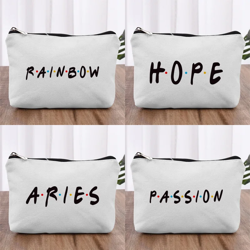 

Mood Words Print Makeup Bag for Storing Thing Cosmetic Bag Portable Women Vanity Bag High Quality Makeup Accessories Makeup Bag