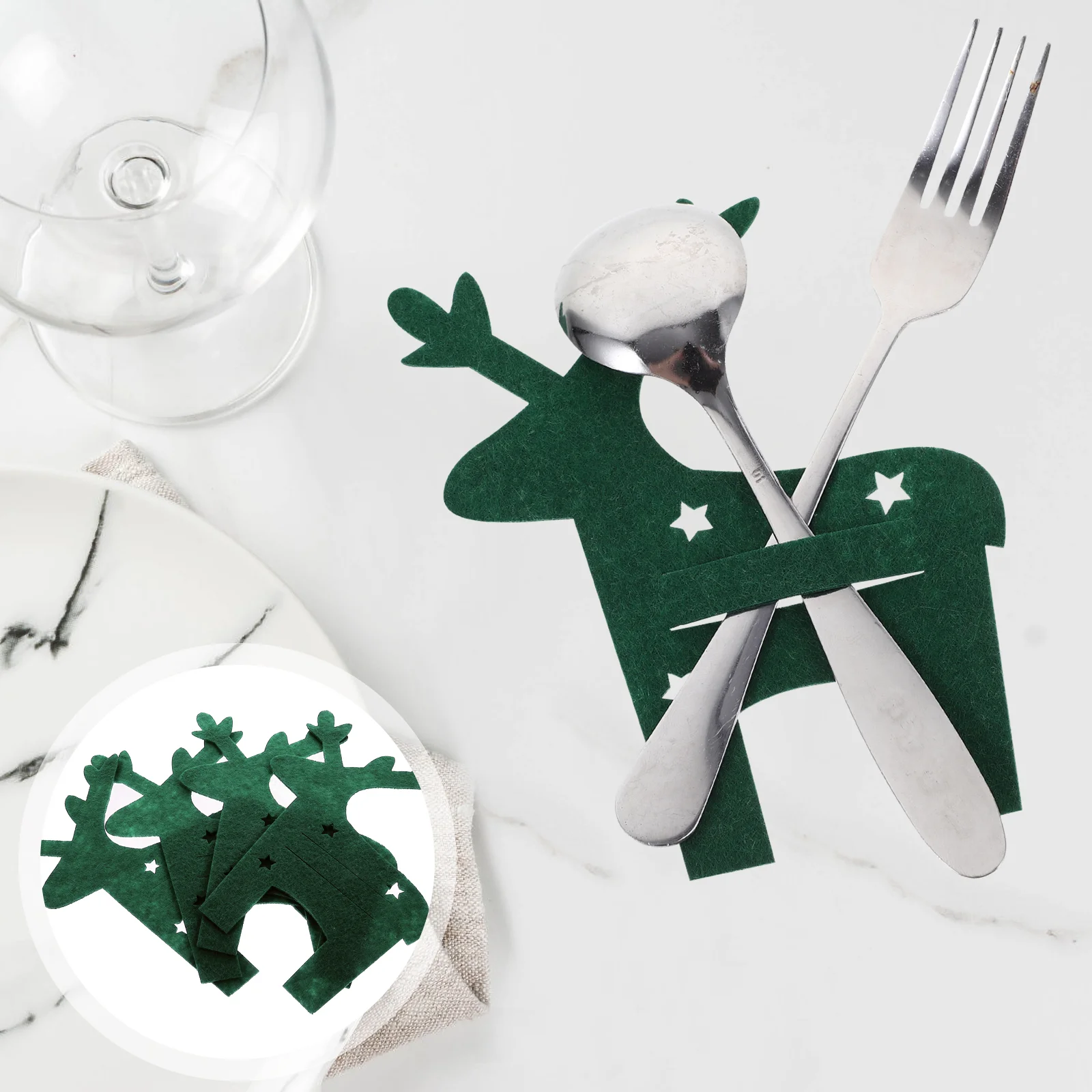 

Fork Bags Elk Shaped Cutlery Christmas Elements Pouch Party Decor Holder