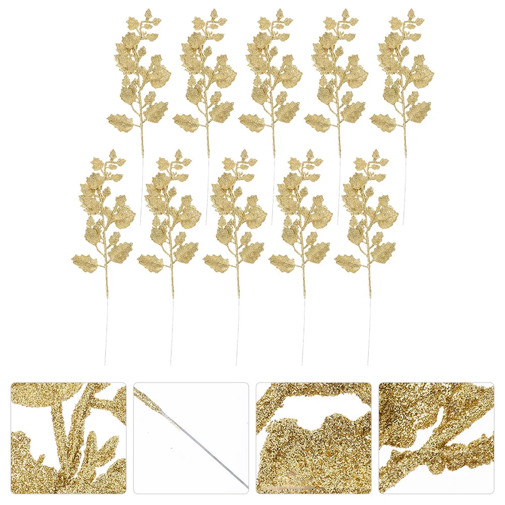 20 шт. золотые ветки деревьев имитация листьев искусственные рождественские