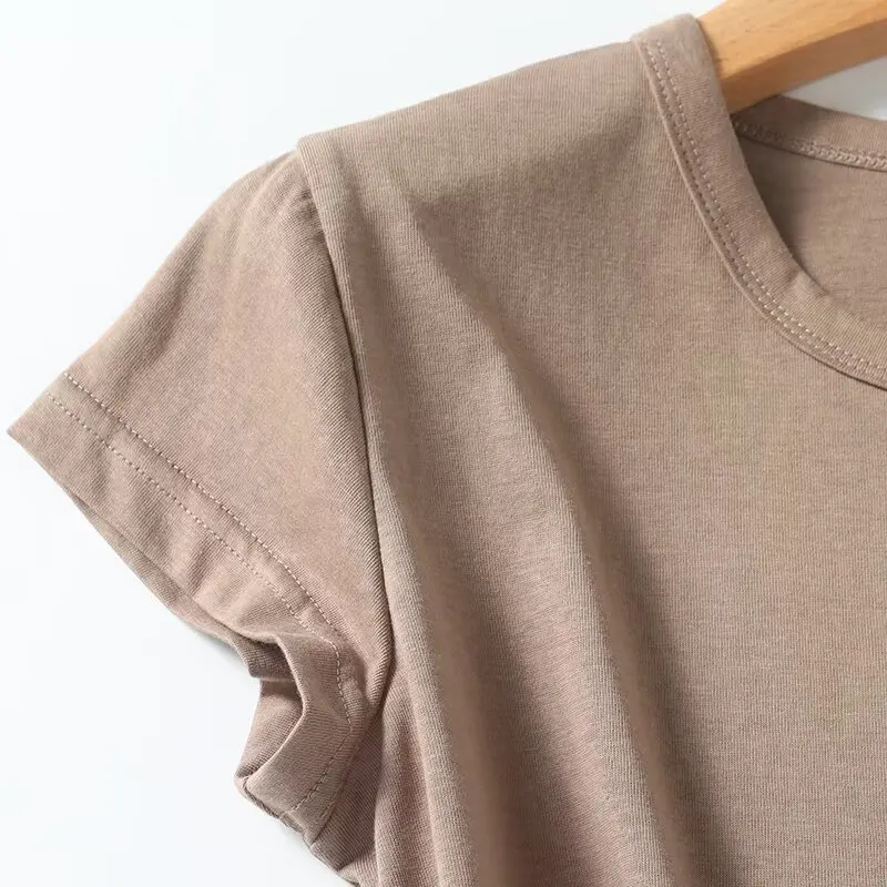 Женская новая модная тонкая универсальная футболка в базовом стиле повседневная