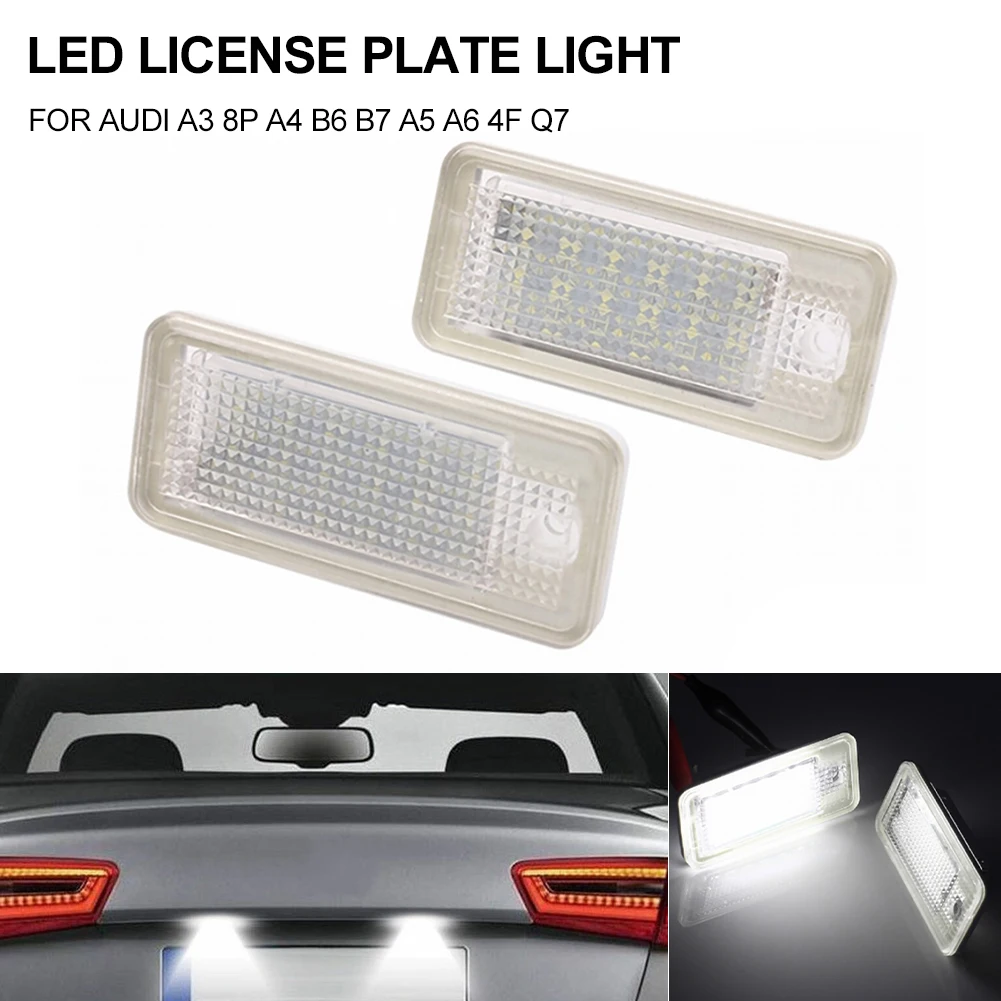 

2Pcs No Error LED License Plate Light For Audi A3 8P A4 B6 B7 A5 A6 4F Q7 SET Canbus License Number Plate Lights Car Lamp 2021