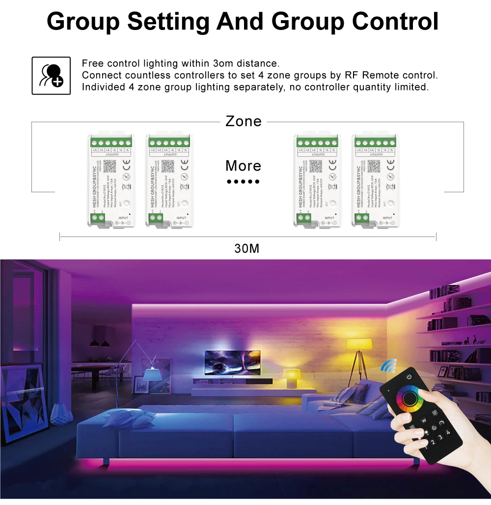 Новый контроллер светодиодных лент 2026 DIM CCT RGB RGBW DC5V12V24V Zigbee с управлением через приложение, голосовое управление, синхронизация зон, музыкальный режим Tuya (art.: 3920da313b2a3) - 3920da313b2a3