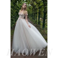 haowen elegant fairy shiny prom dress a line appliques arabic evening celebrity gown party dresses for women floor length