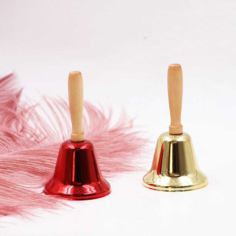 

Hot Sell Christmas Bells Wooden Handle Copper Bell For Dinner Shop Hotel Church Hand Rattle School Handbel Christmas Accessories