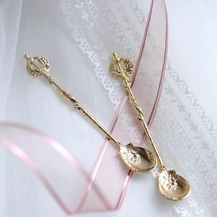 2pcs/6pcsEuropean style carved vintage coffee spoon, palace style scepter stirring spoon, dessert table decoration