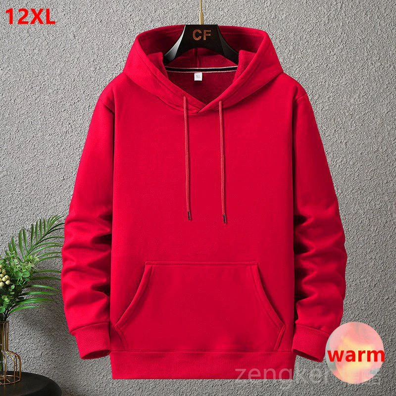 

Winter fleece pullover hooded sweater loose plus size men's 10XL 12XL comfortable winter hoodies student big size sweatshirts