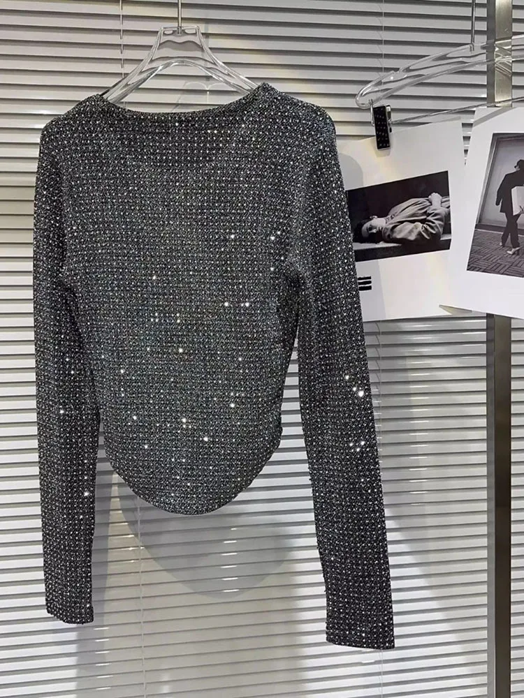 Весна 2024 Новое поступление женская футболка с длинным рукавом и круглым вырезом