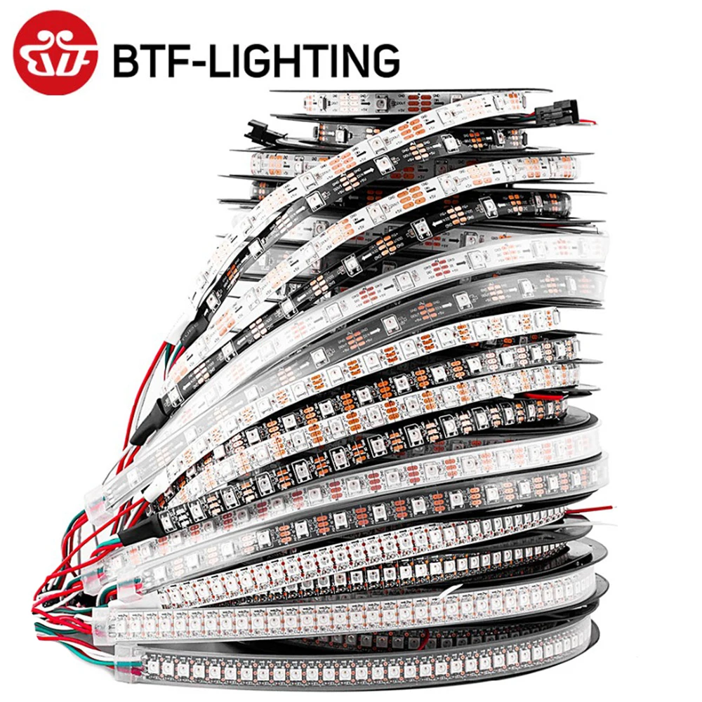  Светодиодная лента WS2812B s WS2812 RGB, индивидуальное управление светодисветильник дами, лампа для фотографий, стандарт IP30 65 67 5V, 1 м, 2 м, 4 м, 5 м
