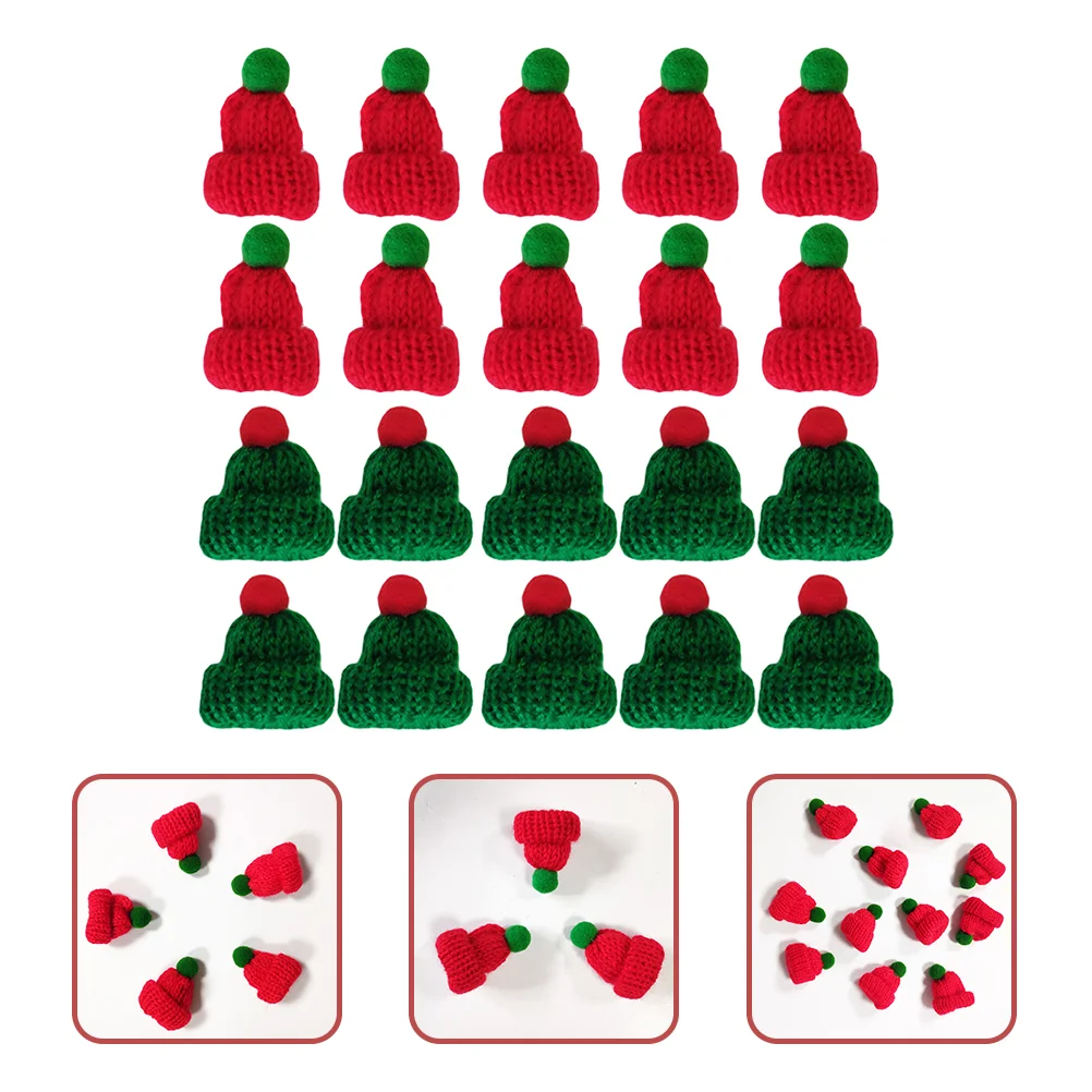 

20Pcs Miniature Santa Hat Christmas Bottles Cover Decor DIY Craft Supplies