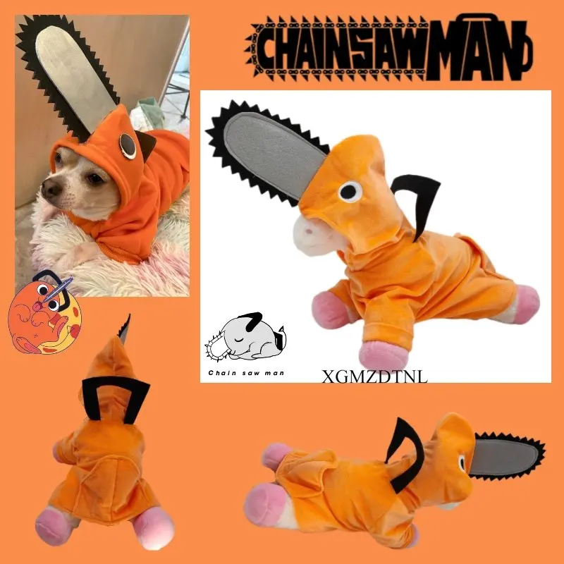 

Pochita Pets Cosplay Costume Anime Chainsaw Man for Small Cat Dog Pet Uniform Power Denji Cute Pets Orange Outfits Clothes