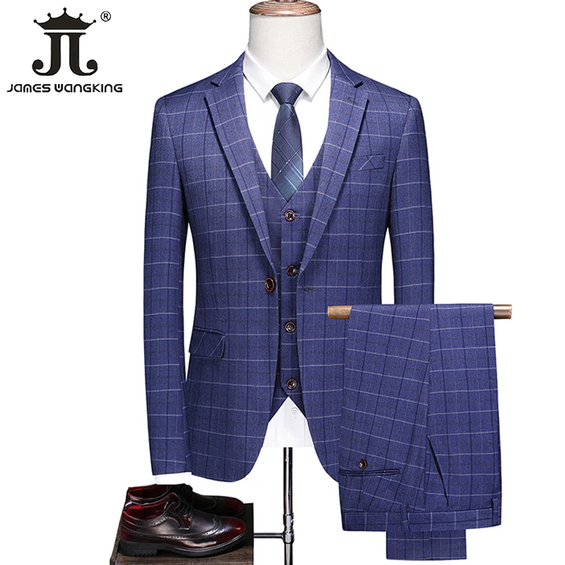 

(Jacket + Vest + Pants) British Style Zi Suit Men's Business Casual Workwear Prom Social Slim Tuxedo Groom Wedding Dress