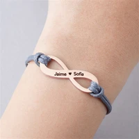 bracelet for women stainless steel jewelry personalized rope adjustable custom engraved name infinity symbol men bracelets gifts