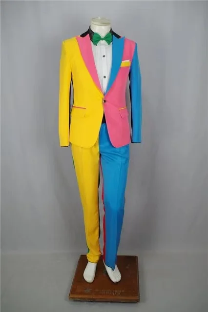 

Nightclub Singer Host Blazers Pants Suit DS Costume Irregular Colorful Men's Suits Magician Clown Performance Stage Outfits