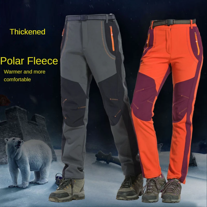 

Осенне-зимние спортивные мягкие брюки для мужчин и женщин, водонепроницаемые ветрозащитные теплые дышащие флисовые брюки для альпинизма, к...