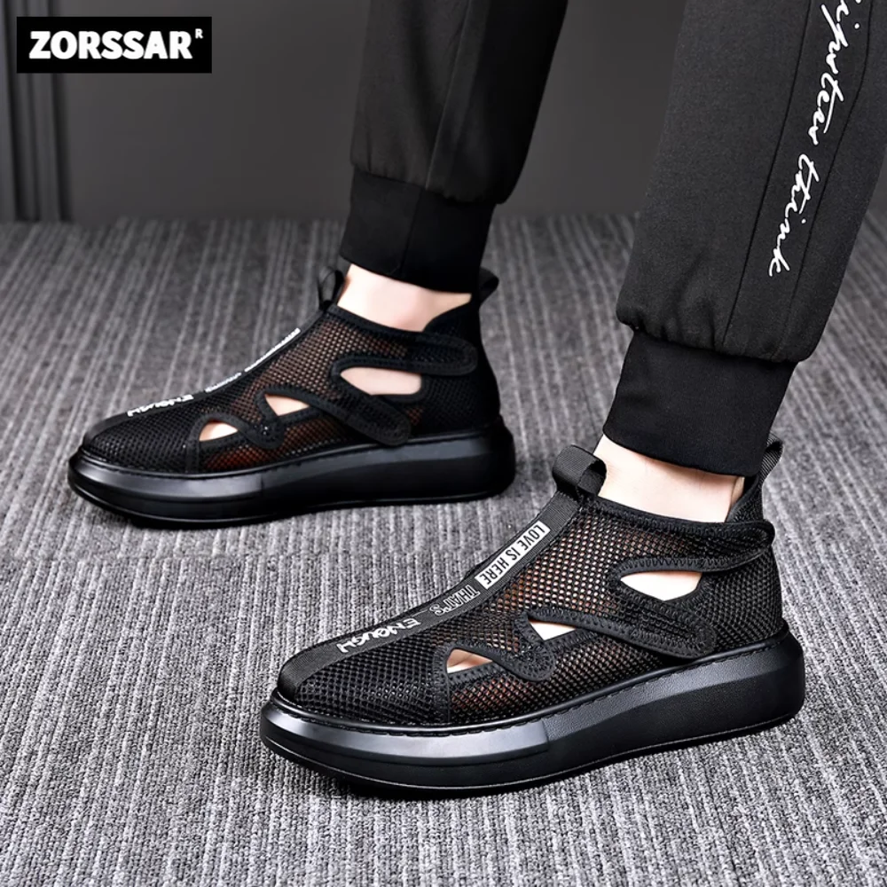 

Summer Mesh Sandals Men Lightweight Sneakers Breathable Outdoor Half Slippers Designer Slip-on Mens Loafers Beach Shoes