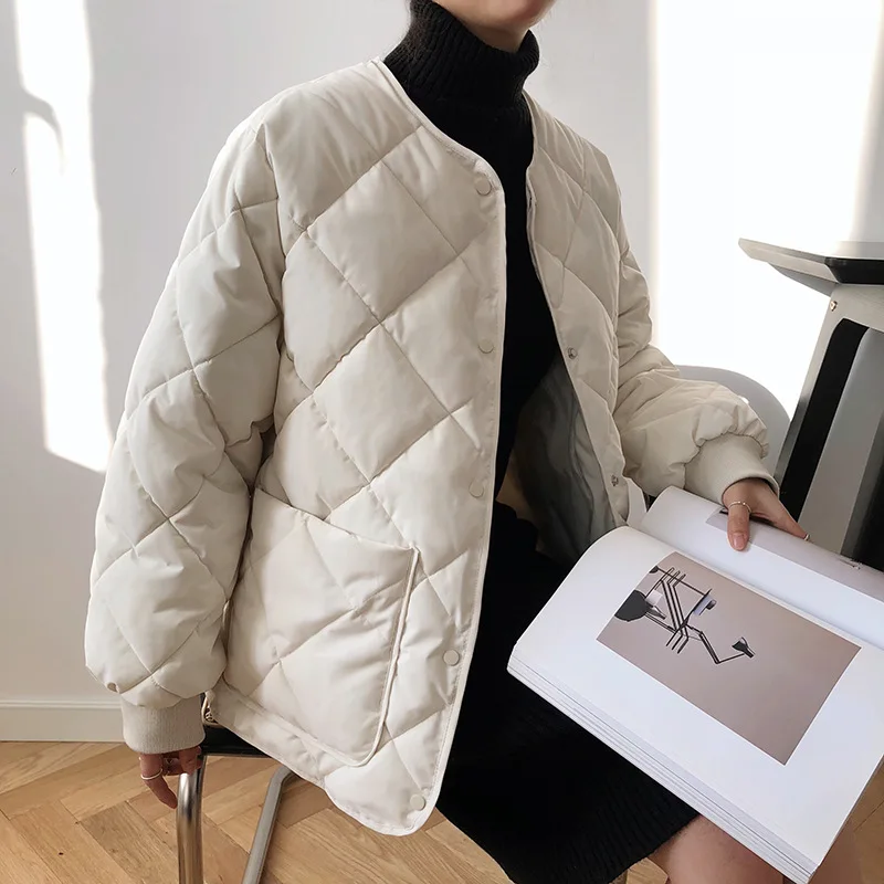 

Autumn/Winter Jacket Women's 2022 Single-breasted Cotton-padded Jacket Retro Long-sleeve Pocket Chic Coat