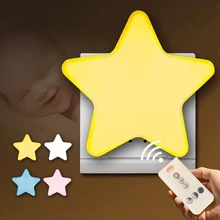 Mini Remote Control Sensor Light Star LED Night Light Sensor Control Bedside Wall Lamp Child Baby Star Sleep Night Light