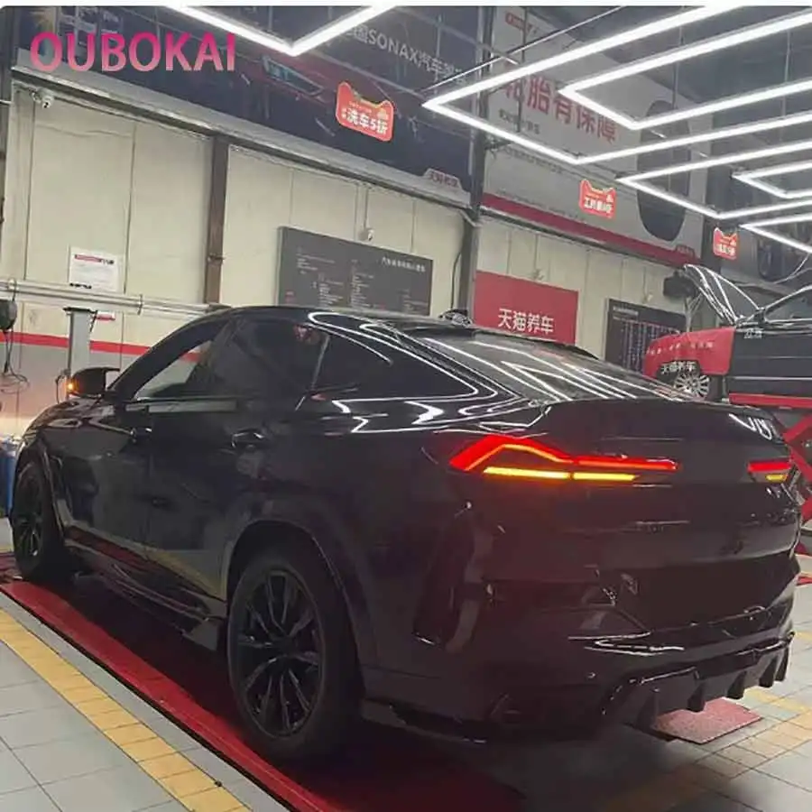 Фото Для BMW X6 G06 2020-2025: Глянцевый черный задний диффузор-сплиттер (накладка на бампер) №4