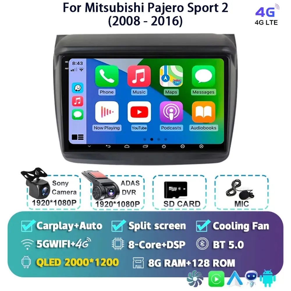 

Android 15 для Mitsubishi Pajero Sport 2 2008-2016 L200 Triton 2006-2014 Android Автомобильный радиоприемник Мультимедийный видеоплеер стерео BT