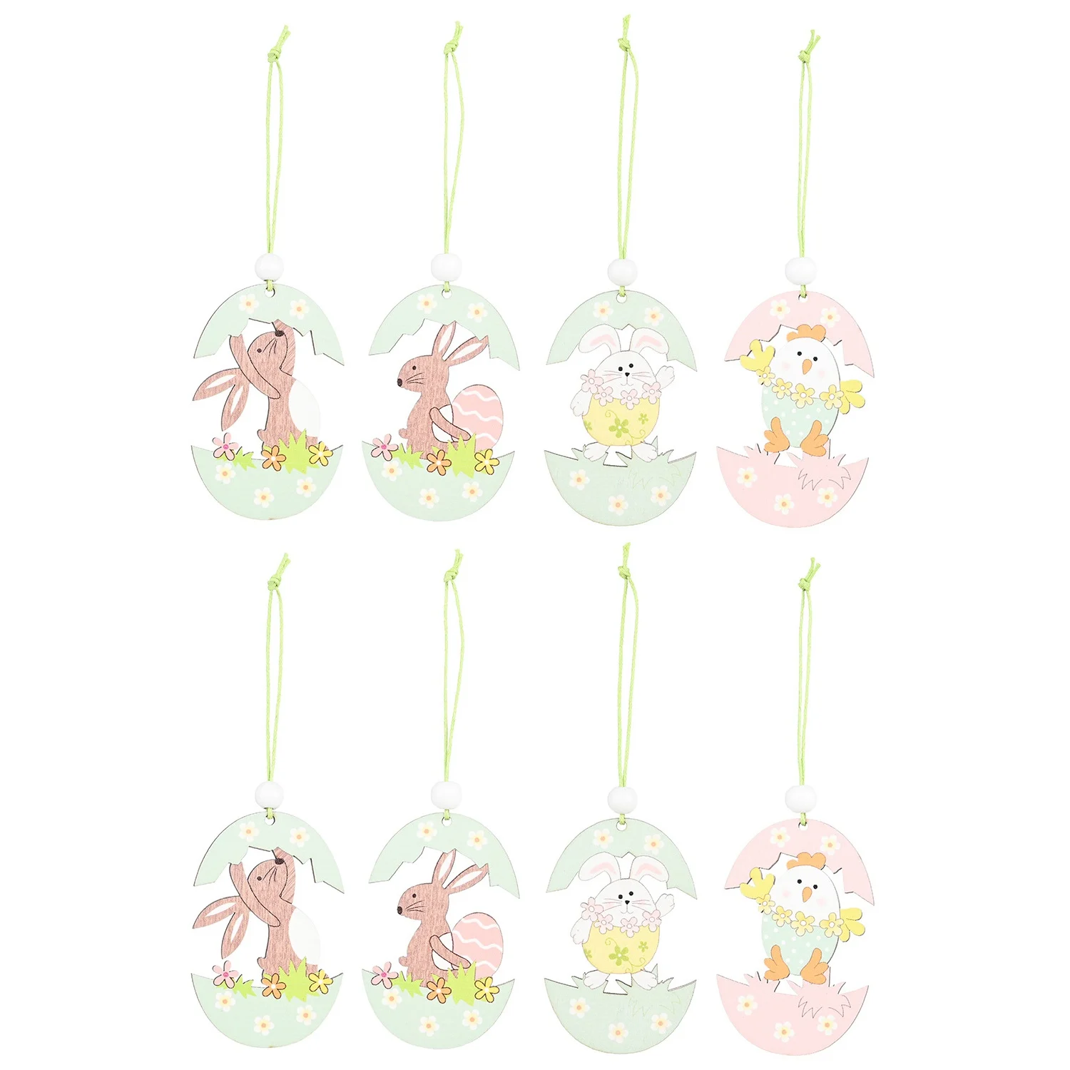 8шт Пасхальные украшения для Кролика Яичная скорлупа Деревянные подвесные Кулон