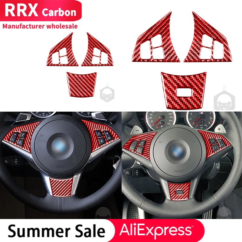

RRX for BMW 6 Series M6 E63 E64 2004 2005 2006 2007 2008 2009 2010 Red Carbon Fiber Interior Steering Wheel Stickers