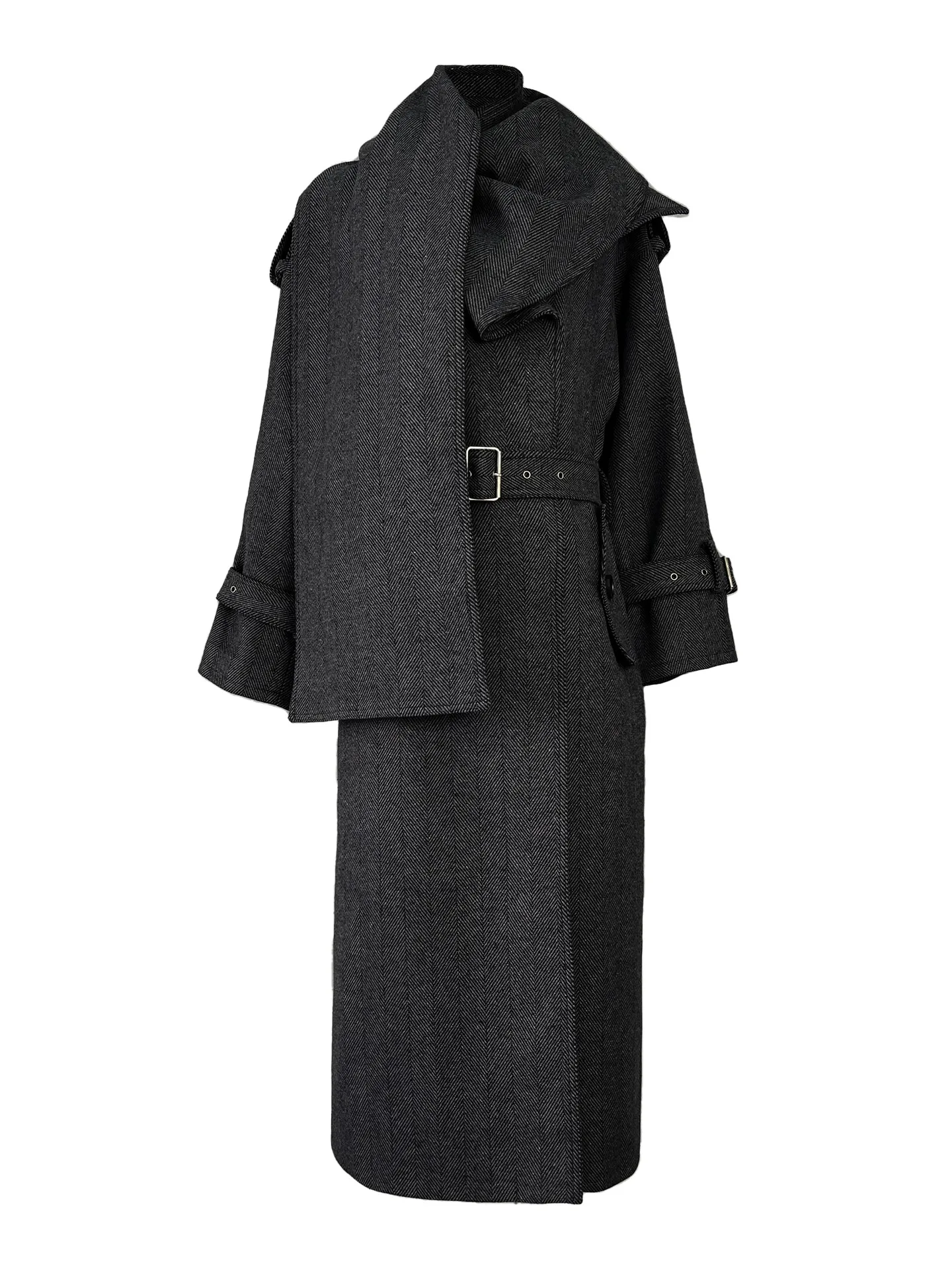 

Женская шерстяная куртка в елочку, длинная верхняя одежда, пальто для женщин на осень и зиму, новинка 13, 2023