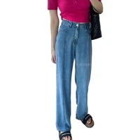 summer ultra thin jeans women 2022 cool casual pants high waist wide straight leg jeans korean y2k streetwear blue ladies jeans