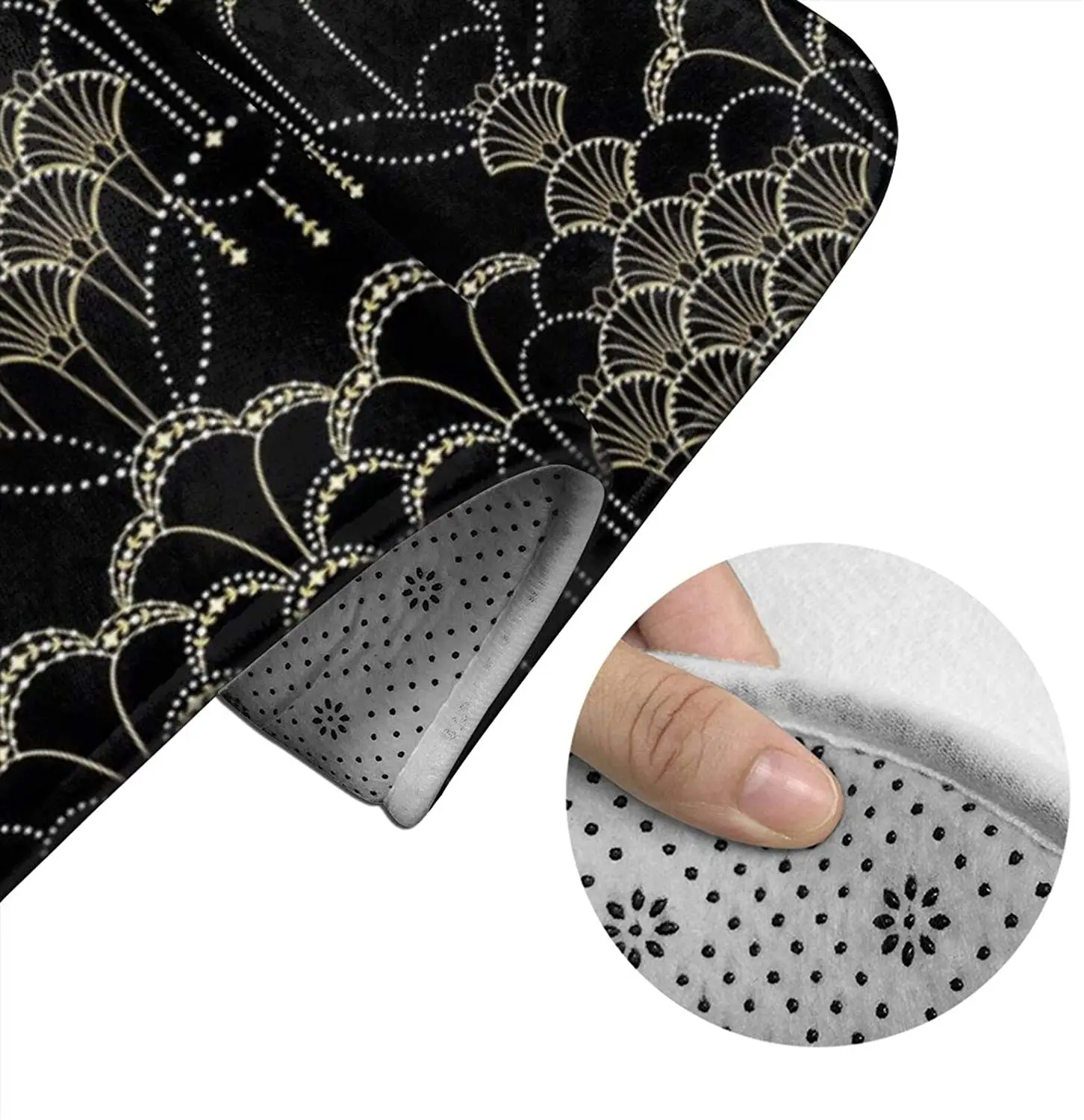 

Deco Lace Black Small Bathroom Mat Sets 3 Piece Set Rugs Memory Foam Mat Set Toilet Seat Cover Bath Mat lid Cover