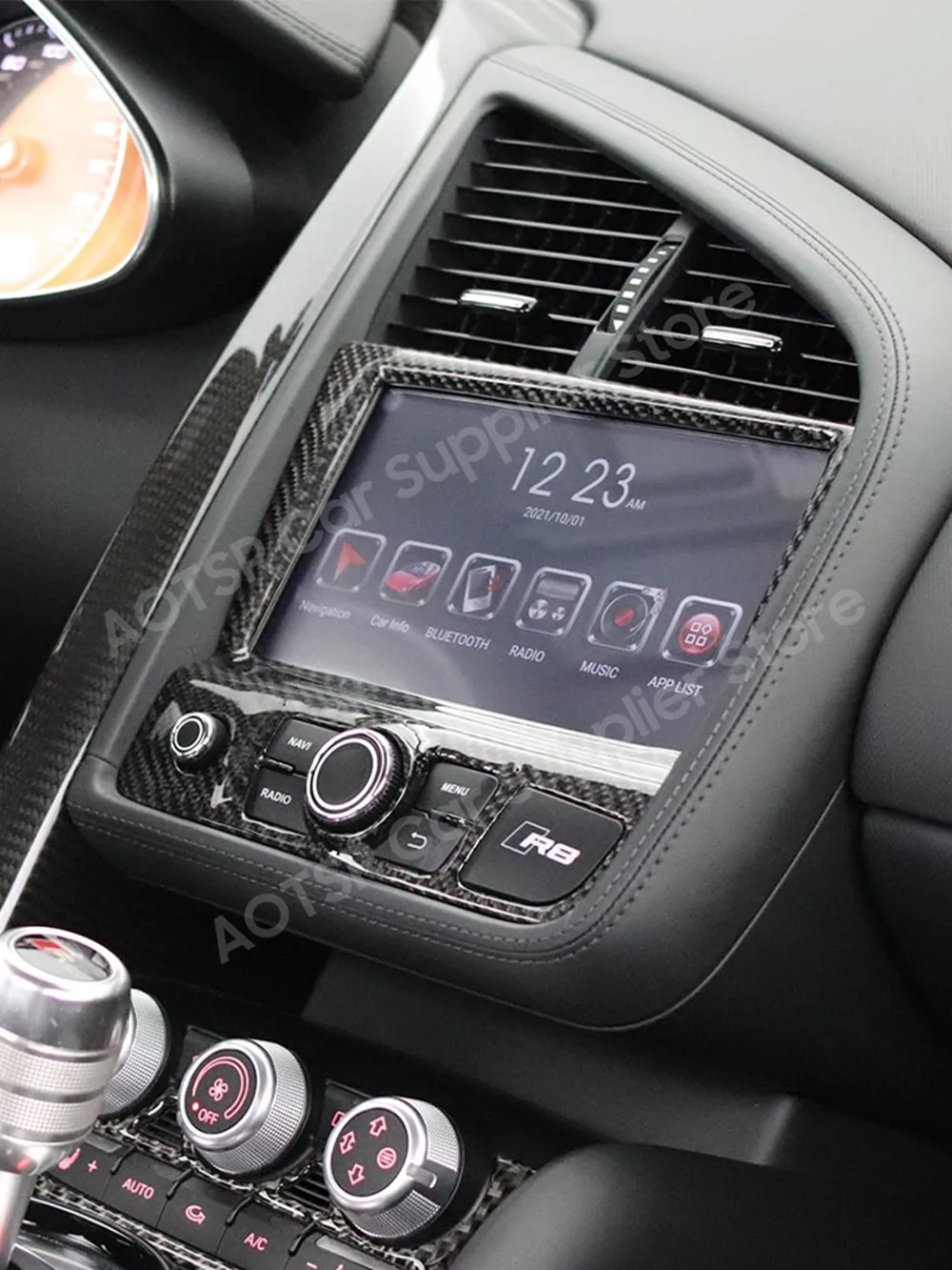 

Автомагнитола для Audi R8 V8 V10 2007 - 2014 Android, мультимедийный стереоплеер с GPS навигацией, головное устройство из углеродного волокна, панель 1 Din