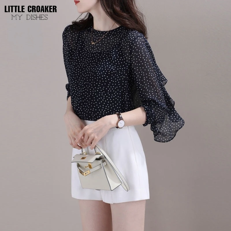 

2022 Summer Woman Top Blusa Mujer Lace Chiffon Blouse Women Shirt Long Sleeve Womens Tops and Blouses Ladies Woman Clothes