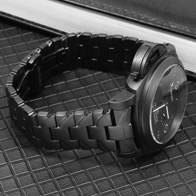 Stainless Steel Watch Strap for Panerai Pam441 111 Fine Steel Butterfly Clasp Watch Band 24mm Accessories