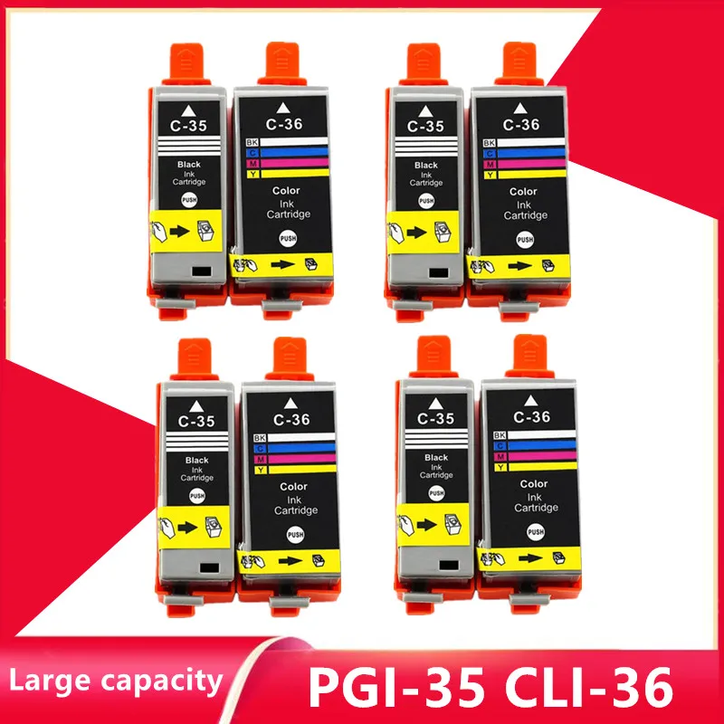 

Совместимый картридж с чернилами, 4 комплекта, Φ PGI35, Φ CLI36, 35, 36, для принтера Canon PIXMA IP100, iP110, IP100B, TR150