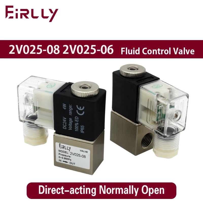 

2V025-08 2V025-06 Normally Open 12V 24V 220V 1/4" BSP 2 Way 2 Position Air Solenoid Valve 2V025-08 Pneumatic Control Valve
