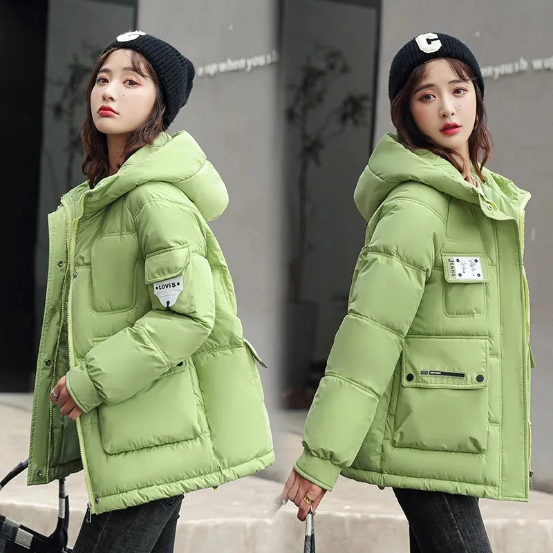 2022 Winter New Women Cotton Coat Warm Thick Down Padded Jacket Fashion Hooded Parkas Coat Women Loose Down Jacket Winter Jacket