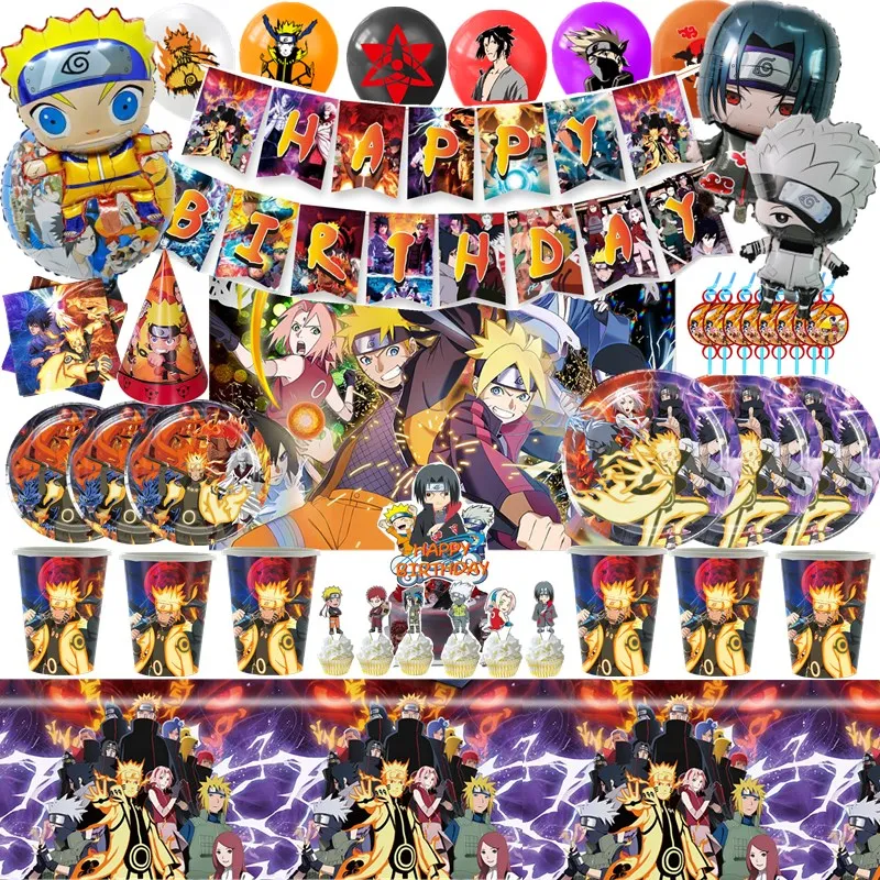

Naruto Ninja Birthday Party Decorations Backdrop Supplies Paper Cup Plate Tableware Boy Party Baby Shower Tattoo Sticker Toys
