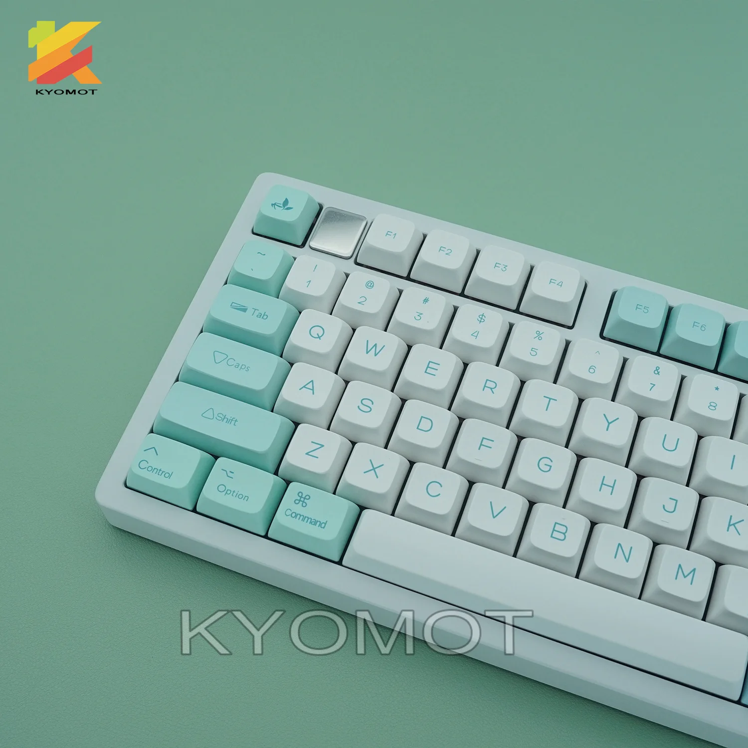 Фото Колпачки для клавиш KYOMOT 132 Keys Ice Crystals Mint, PBT, сублимационная печать, профиль XDA, сине-голубые, для механических клавиатур с переключателями MX. №2