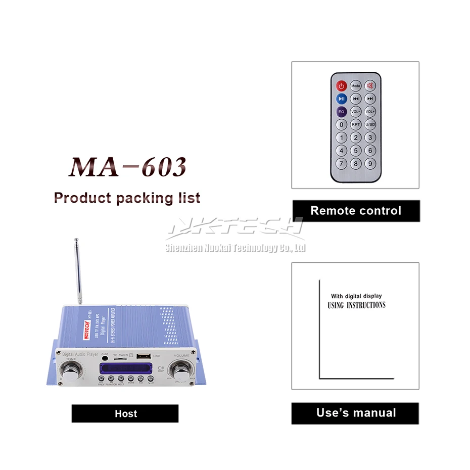 NKTECH HY-603 Автомобильный цифровой плеер аудио усилитель мощности Мини DIY 2CH 20 Вт RMS HiFi